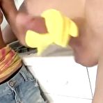 Second pic of Hot Babe With Yellow Gloves Strokes A Big Cock Hard - Amia Moretti - FAPCAT