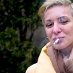 Fourth pic of Russian Smokers | Short cut hair blonde girl is smoking all white 120mm cigarettes