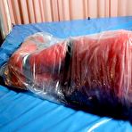 Fourth pic of Rubberdomina | Red rubber Latex bondage suit