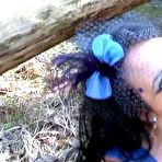 Second pic of Dirty Angelina | Busty Blue Rubber Diva &ndash; Outdoor Blowjob & Handjob with Red Nails