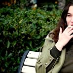 Third pic of Russian Smokers | Young brunette is taking an unhurried stroll with allwhite 120mm cigarette