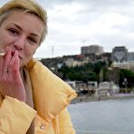 Second pic of Russian Smokers | Short cut hair blonde girl is smoking two cork cigarettes