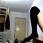 Third pic of Sexy blonde babysitter in stockings fingering her cunt - AmateurPorn