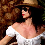 Fourth pic of Curvy Cowgirl Gina in leather Boots and Tan Pantyhose