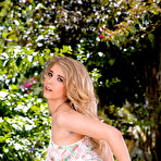 First pic of Blue-eyed and busty blonde gets completely naked on a couch outdoors - IamXXX.com