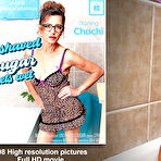 Fourth pic of Cougar Chachi getting her unshaved pussy wet in the bathroom - Mature.nl