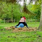 Fourth pic of Miss Nica Nordic Fetishclips | Rubber boot mistress presses slave face into manure