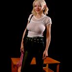 First pic of Big Boobs Pigtails Blonde Munching On Bananas