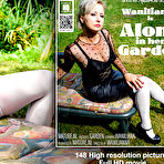 Fourth pic of MILF Wanilianna plays with her shaved pussy in the garden - Mature.nl