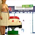 Third pic of Public Nude Busty Blonde Ring 360 Video - Curvy Erotic