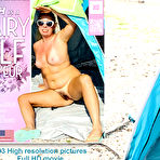 Fourth pic of See voyeur MILF Beth show off her hairy pussy at the beach - Mature.nl
