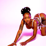 Second pic of SaBrea Phenix seduces you in futuristic floral lingerie and heels