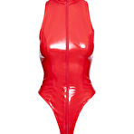 Third pic of K&oslash;b R&oslash;d Vinyl Body med Krave og 2-vejs Lynl&aring;s - Body og Teddy