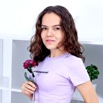 First pic of Petite brunette teen Mia gets naked on a bed during a striptease performance - Nude Women Pics