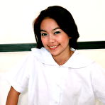 First pic of Beautiful Asian teen fingering and toying her tight hairless pussy on her bed
