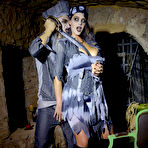Second pic of SHARKYS scary photoset with Halloween WITCH blue