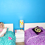 Second pic of Sweet nerdy blonde Krystal Orchid strokes her stepdad's cock on her bed - PornPics.com