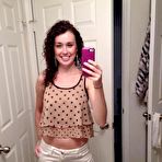 Second pic of Smiling amateur brunette woman taking clothes off for mirror nude pictures