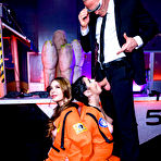 Second pic of Leda Lotharia and Nicole Aria share the secret agent's cock in a highly classified facility