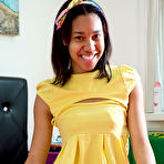 First pic of Horny ebony amateur teen Demi teasing on bed and spreading -  - Spank It Now!