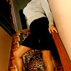 First pic of Mature in granny pants poses on the stairs with her ass up and then exposes her meaty pussy by opening her legs &ndash; Bare Milfs