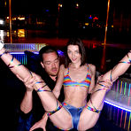 Second pic of Shrooms Q rides her client's hard cock in the strip club's VIP room