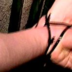 Second pic of tied-and-gagged.com | 25 Yr OLD NEWS PAPER REPORTER MOUTH STUFFED, HANDGAGGED, WRAP TAPE GAGGED, PROTESTING, BAREFOOT, HANDS, FEET & TOES TIED WITH BLACK PLASTIC ZIP TIES (D74-17)