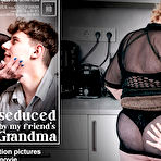 Fourth pic of curvy 72 year old granny Noretta seduces her grandson's best friend to fuck her hard on the couch - Mature.nl