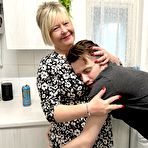 Second pic of Curvy British GILF Chantelle is fucking and sucking a cheating young guy on the sofa