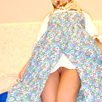 First pic of X Hot Russian blonde hiking up her dress to show her wet twat and getting it licked and fucked X