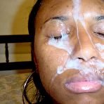 Second pic of Mocha skin Brazilian amateur poses with and without a big face full of sticky cum