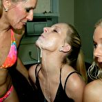 Fourth pic of Horny teen babes discovering cum swapping with their mature friend