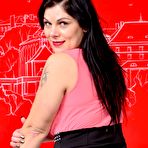 First pic of Brunette plumper Belisa rips open her pantyhose to masturbate with a vibrator