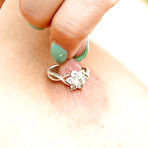 Third pic of Amateur solo girl Amelia B spreading hairy cunt wide open in the woods