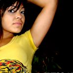 First pic of Cute ebony girl Allee Mack strips naked prior to sucking off a cock POV style