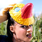 First pic of Dark haired beauty Fabiola goes ass to mouth inside an industrial greenhouse