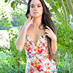 First pic of Sexy brunette Angelina masturbates with a toy underneath a waterfall