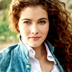 Third pic of Leggy teen glamour babe Adel C modeling outdoors in knee socks and panties