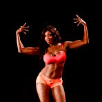 First pic of Well-toned ebony MILF slipping off her sport outfit and bikini