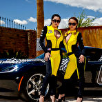 Second pic of Sunglasses adorn babes Dillion Harper and Karlee Grey bare big tits outside