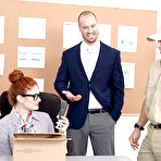 First pic of Redhead secretary Lennox Luxe fucking large cock at work in stockings