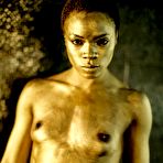 First pic of Ebony chick Ana Foxxx models for a nude solo shoot in a confident manner