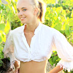 First pic of European Rachel Blau with perky tits bares shaved pussy & small ass outside