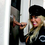 Second pic of Blonde policewoman Wifey gets a mouthful of jizz at a gloryhole