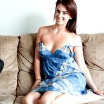 First pic of Horny brunette cutie undressing and toying her sweet shaved pussy