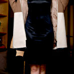 First pic of Beautiful brunette teen Bridgette Angel slip off black dress to model naked