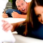 Second pic of Busty wife has a threesome with hunky masseurs in front of cuckolded husband