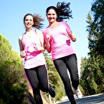Second pic of Stella Cox and her lesbian lover dress each other going for a jog