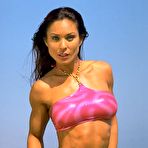 First pic of Fitness model Danielle Edwards poses in swimwear while at the beach