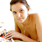 Fourth pic of Sweet teenage babe with neat ass and tiny tits posing naked on the bed